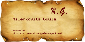 Milenkovits Gyula névjegykártya