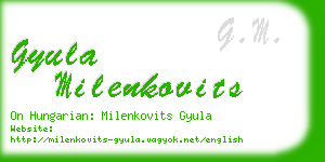 gyula milenkovits business card
